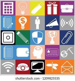 Set of 25 business high quality icons or symbols. Collection. Detailed design. Vector Illustration.