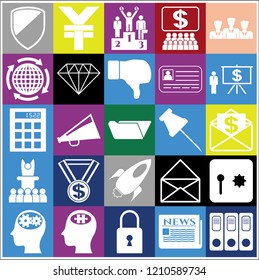Set of 25 business high quality symbols or icons. Collection. Detailed design. Vector Illustration.