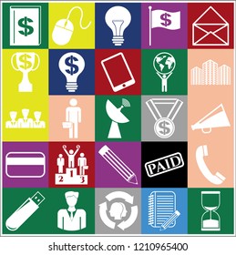 Set of 25 business high quality symbols or icons. Collection. Amazing desing. Vector Illustration.