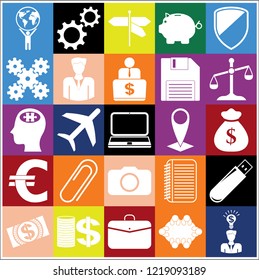 Set of 25 business high quality icons or symbols. Collection. Amazing desing. Vector Illustration.