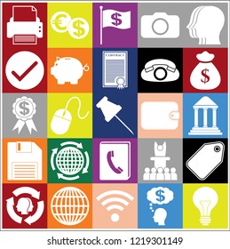 Set of 25 business high quality symbols or icons. Collection. Flat design. Vector Illustration.
