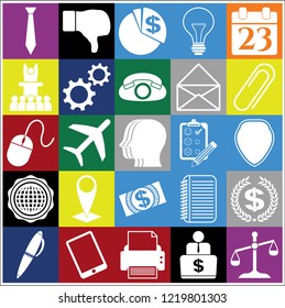 Set of 25 business high quality icons. Collection. Flat design. Vector Illustration.