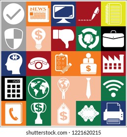 Set of 25 business high quality icons or symbols. Collection. Amazing desing. Vector Illustration.