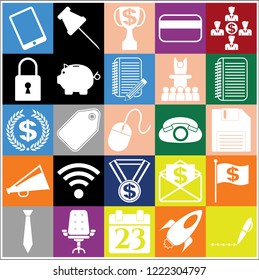 Set of 25 business high quality icons. Collection. Flat design. Vector Illustration.