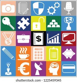 Set of 25 business high quality symbols. Collection. Detailed design. Vector Illustration.