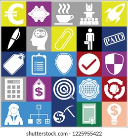 Set of 25 business high quality icons or symbols. Collection. Amazing desing. Vector Illustration.