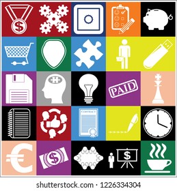 Set of 25 business high quality icons. Collection. Flat design. Vector Illustration.