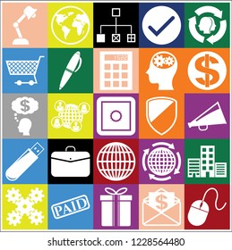 Set of 25 business high quality icons. Collection. Detailed design. Vector Illustration.