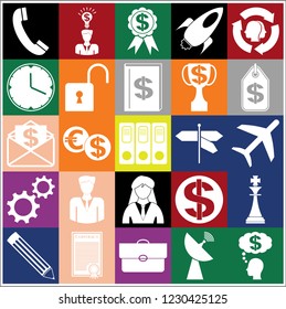 Set of 25 business high quality symbols. Collection. Detailed design. Vector Illustration.