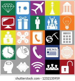 Set of 25 business high quality icons. Collection. Flat design. Vector Illustration.
