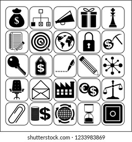 Set of 25 business high quality symbols. Collection. Amazing desing. Vector Illustration.