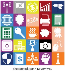 Set of 25 business high quality icons or symbols. Collection. Amazing desing. Vector Illustration.