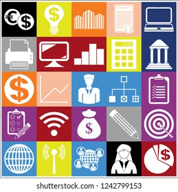 Set of 25 business high quality symbols or icons. Collection. Detailed design. Vector Illustration.