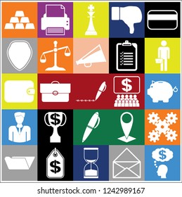 Set of 25 business high quality icons. Collection. Flat design. Vector Illustration.
