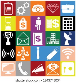 Set of 25 business high quality icons or symbols. Collection. Detailed design. Vector Illustration.