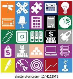 Set of 25 business high quality icons. Collection. Amazing desing. Vector Illustration.