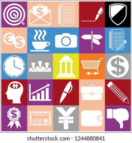 Set of 25 business high quality icons or symbols. Collection. Amazing desing. Vector Illustration.