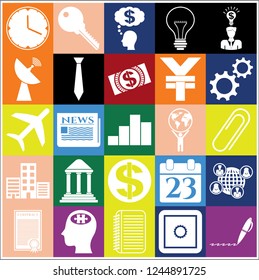 Set of 25 business high quality icons or symbols. Collection. Amazing desing. Vector Illustration.