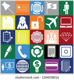 Set of 25 business high quality symbols or icons. Collection. Detailed design. Vector Illustration.