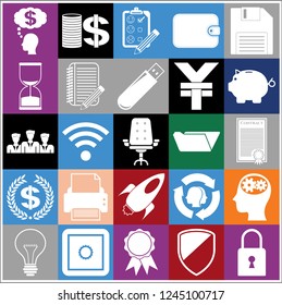 Set of 25 business high quality symbols or icons. Collection. Detailed design. Vector Illustration.