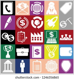Set of 25 business high quality icons. Collection. Flat design. Vector Illustration.