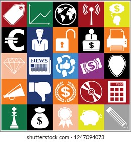 Set of 25 business high quality symbols or icons. Collection. Amazing desing. Vector Illustration.