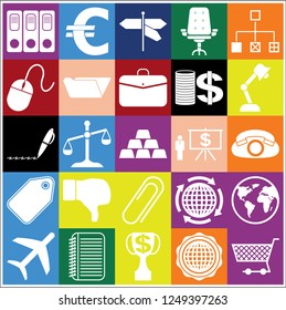 Set of 25 business high quality icons or symbols. Collection. Detailed design. Vector Illustration.