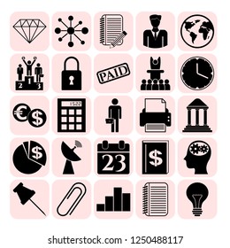 Set of 25 business high quality symbols or icons. Collection. Amazing desing. Vector Illustration.