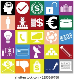 Set of 25 business high quality symbols or icons. Collection. Detailed design. Vector Illustration.