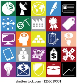 Set of 25 business high quality icons. Collection. Flat design. Vector Illustration.
