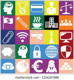 Set of 25 business high quality icons. Collection. Flat design. Vector Illustration.
