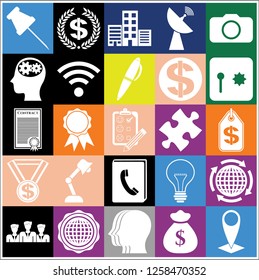 Set of 25 business high quality icons or symbols. Collection. Detailed design. Vector Illustration.