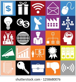 Set of 25 business high quality icons or symbols. Collection. Detailed design. Vector Illustration.