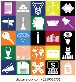 Set of 25 business high quality symbols. Collection. Detailed design. Vector Illustration.