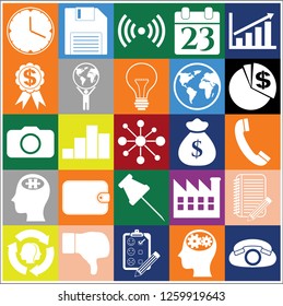 Set of 25 business high quality icons or symbols. Collection. Amazing desing. Vector Illustration.