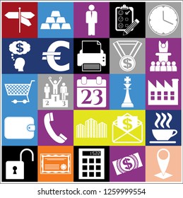 Set of 25 business high quality symbols or icons. Collection. Amazing desing. Vector Illustration.