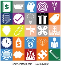 Set of 25 business high quality symbols or icons. Collection. Amazing desing. Vector Illustration.