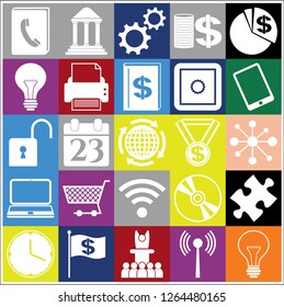 Set of 25 business high quality symbols. Collection. Detailed design. Vector Illustration.