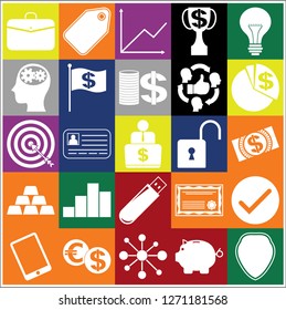 Set of 25 business high quality symbols or icons. Collection. Amazing desing. Vector Illustration.