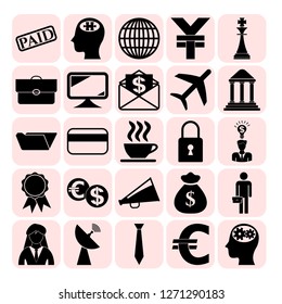 Set of 25 business high quality icons or symbols. Collection. Detailed design. Vector Illustration.