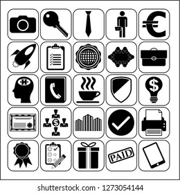 Set of 25 business high quality symbols or icons. Collection. Detailed design. Vector Illustration.