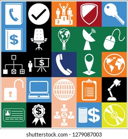 Set of 25 business high quality icons. Collection. Flat design. Vector Illustration.
