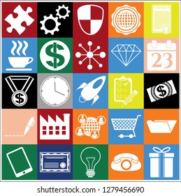Set of 25 business high quality symbols. Collection. Amazing desing. Vector Illustration.
