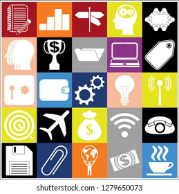 Set of 25 business high quality symbols or icons. Collection. Amazing desing. Vector Illustration.
