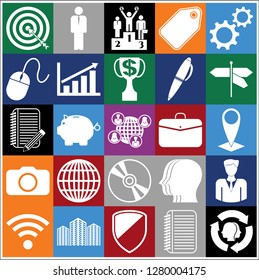 Set of 25 business high quality icons or symbols. Collection. Detailed design. Vector Illustration.