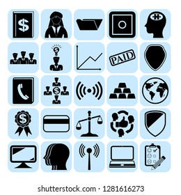 Set of 25 business high quality icons or symbols. Collection. Amazing desing. Vector Illustration.