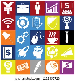 Set of 25 business high quality icons. Collection. Amazing desing. Vector Illustration.