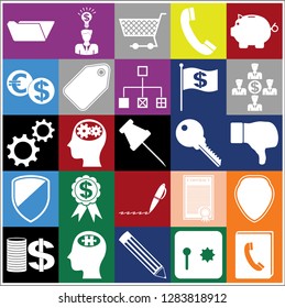 Set of 25 business high quality symbols or icons. Collection. Detailed design. Vector Illustration.