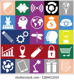 Set of 25 business high quality symbols. Collection. Detailed design. Vector Illustration.