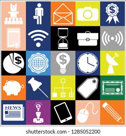 Set of 25 business high quality icons. Collection. Amazing desing. Vector Illustration.